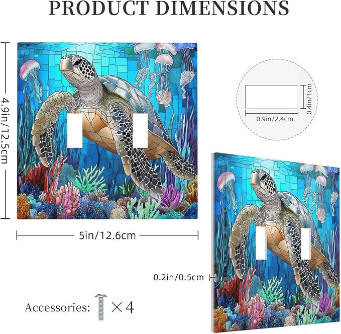 Decorative Switch Plates Nautical Sea Turtle Coral Jellyfish 2 Gang Double - Image 5