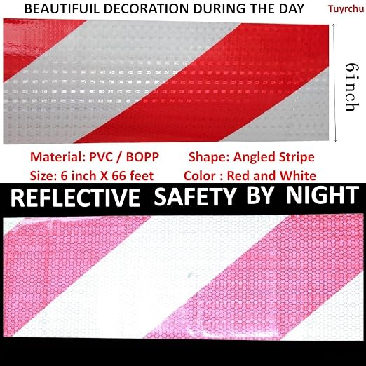 Red and White Reflective Tape Outdoor Waterproof 6 inch X 66 feet, High - Image 3