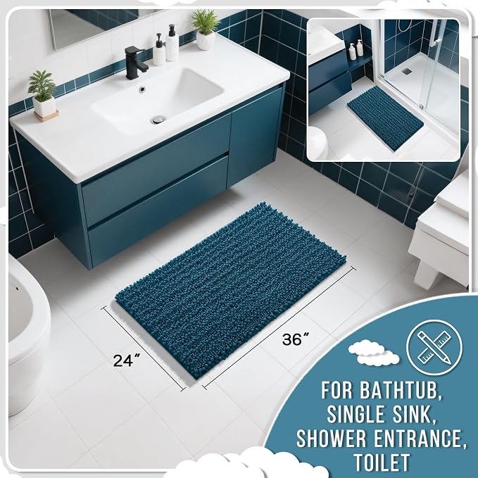 Yimobra Large Bathroom Rugs Non Slip Washable 36x24 Inch - Field & Grace