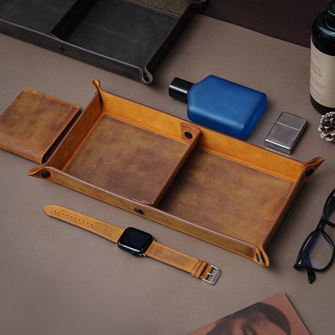 Handmade Leather Catch All Tray and Organizer - Image 2