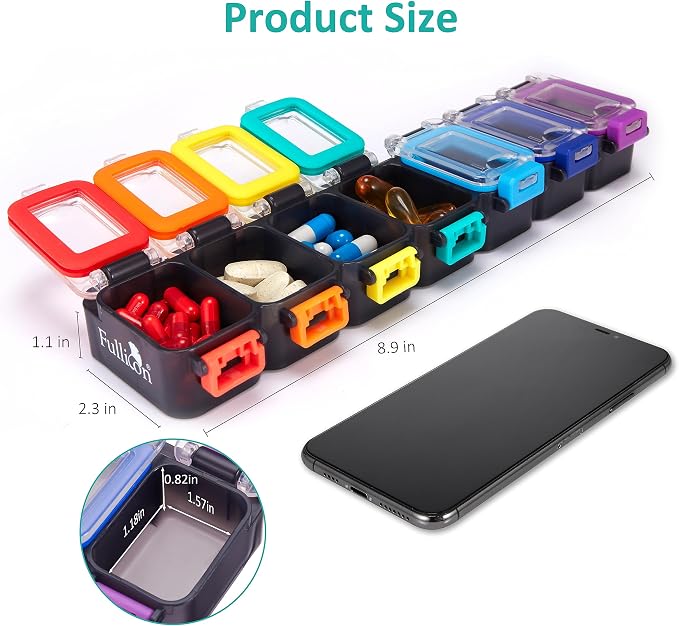 Fullicon Weekly Pill Organizer 7 Day Ultra Moisture and Spill Proof Daily Pill - Image 6