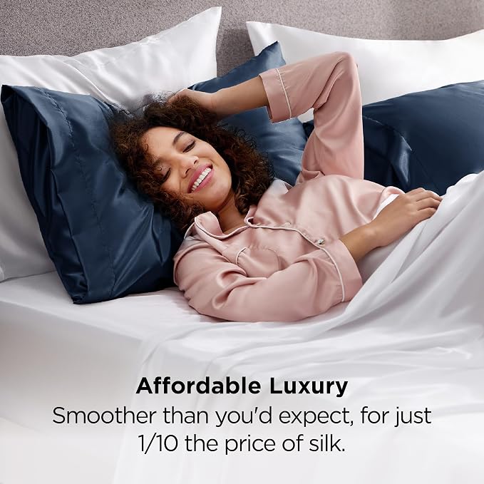 Bedsure Satin Pillowcases, Similar to Silk Pillow Cases Queen Size Set of 2 - Field & Grace