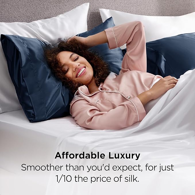 Bedsure Satin Pillowcase 2 Pack Similar to Silk Pillow Cases Standard Size - Field & Grace