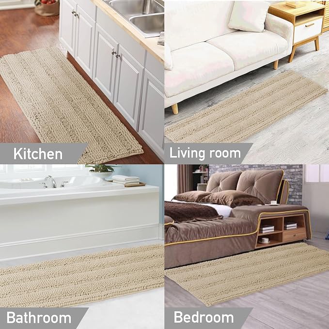 Turquoize Bathroom Runner Area Chenille Rug Oversize Non-Slip Shag Kitchen - Image 6