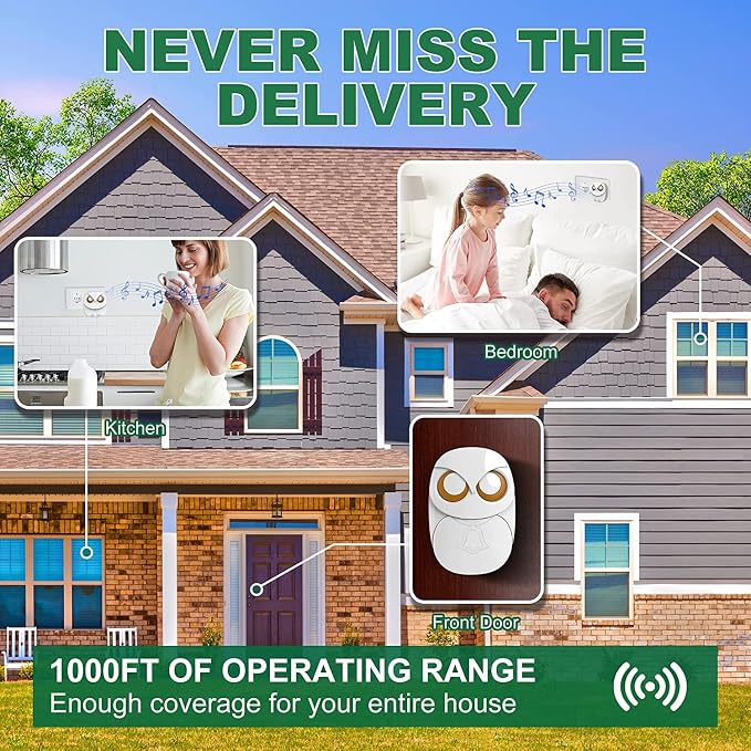 Wireless Doorbell, HTZSAFE Doorbell, 1 Receiver + 1 Transmitter - Image 4