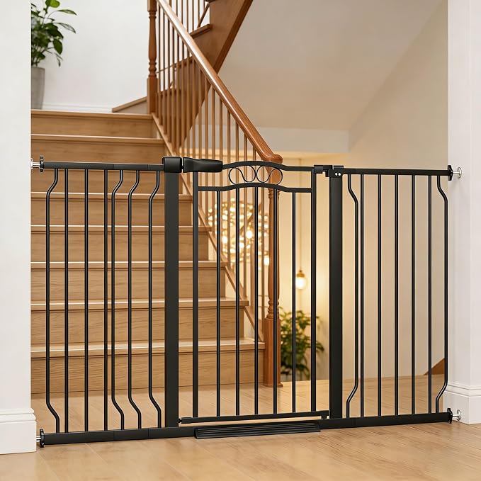 53.1-62.5 Inch Extra Wide Baby Gate, Pressure Mounted Dog Gate Indoor, Walk by Mornyray