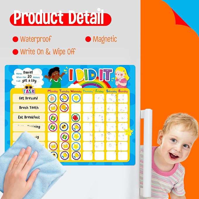 Magnetic Reward Chart, Dry Erase Task Board-One Chart & 72 Magnetic Reward - Image 5