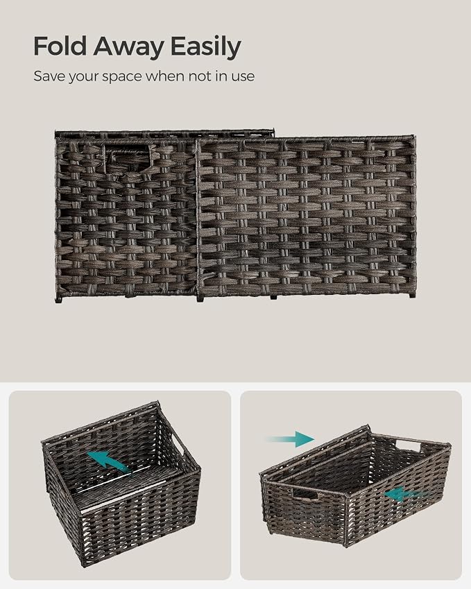 SONGMICS Storage Basket with Lid, Woven Blanket Storage Bin with Handles - Image 8