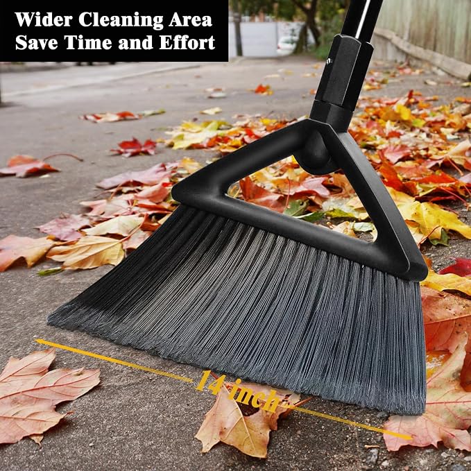 Heavy Duty Broom Outdoor Indoor, Upgraded Commercial Angle Brooms, Restaurant - Image 2