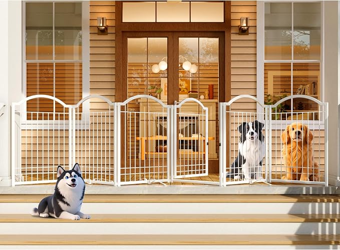 4NM Metal No Drilling Expandable Dog Gate, Extra Wide 144", Extra Tall 32" Free by 4NM