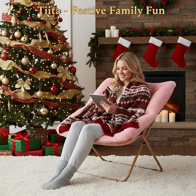 Tiita Comfy Folded Chair, Soft Faux Fur Oversized Folding Accent Chair - Image 6
