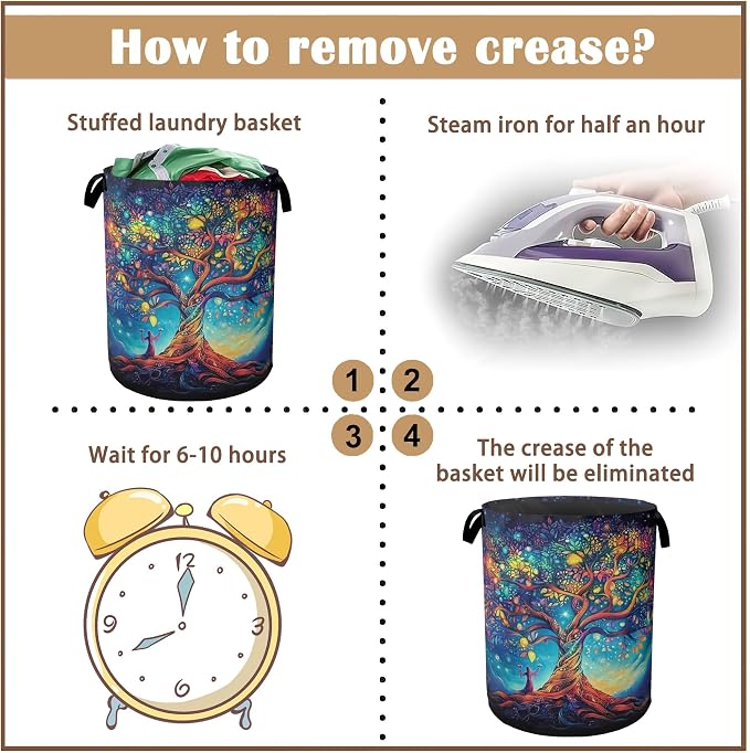 Cosmic Tree Laundry Hamper, Collapsible Laundry Baskets, Tree of Life Dirty - Image 6