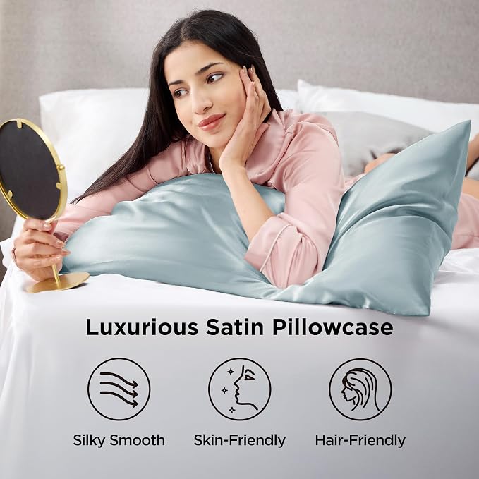 Bedsure Satin Pillowcase 2 Pack Similar to Silk Pillow Cases Standard Size - Image 3