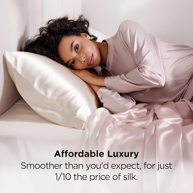 Bedsure Satin Pillowcase 2 Pack Similar to Silk Pillow Cases Standard Size - Image 5