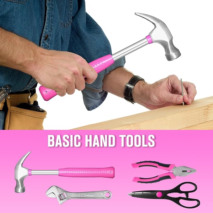 SOLUDE Pink Tool Set, 206-Piece Home Tool Kit - Image 3