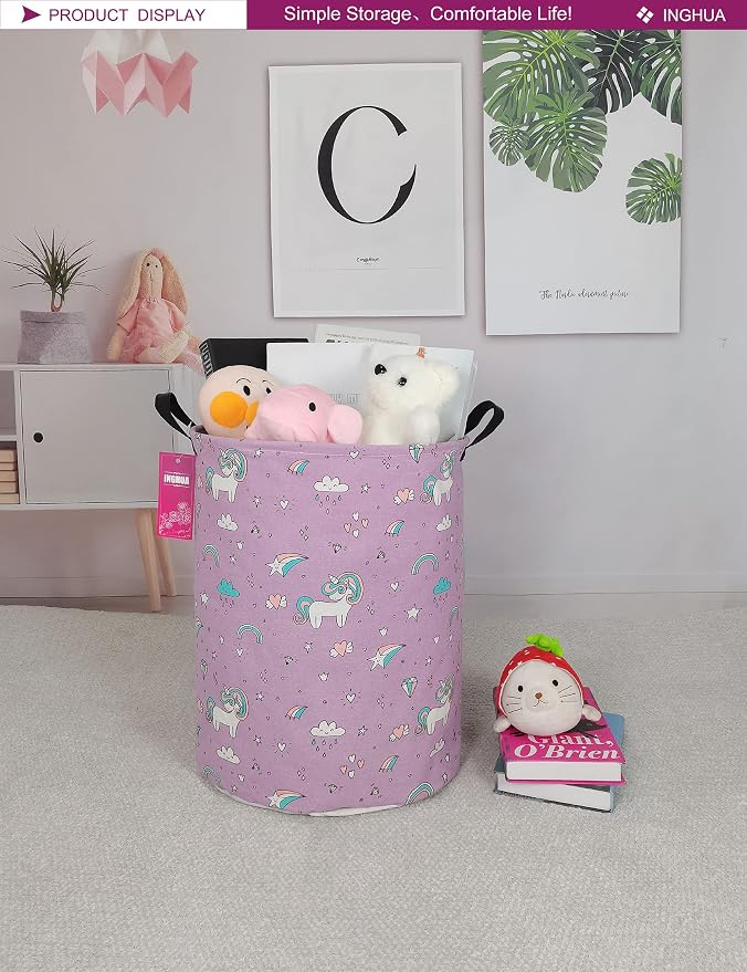 Laundry Hamper Large Canvas Fabric Lightweight Storage Basket/Toy - Image 3