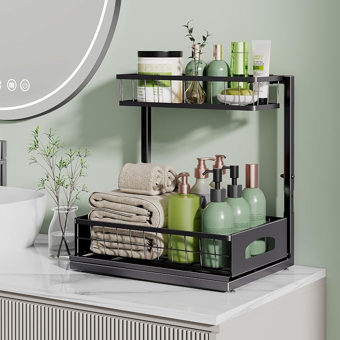 Under Sink Organizer, 2 Pack Height Adjustable Cabinet Organizer - Image 7