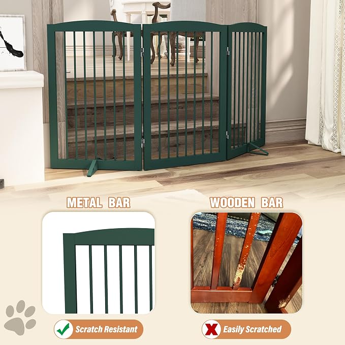 Freestanding Pet Gate for Dogs, Foldable Wooden Dog Gate for House Indoor - Image 4