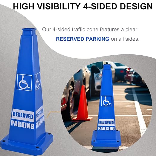OrangeStar 6-Pack 28" Reserved Parking Cones, Large 4-Sided Message Safety - Image 2
