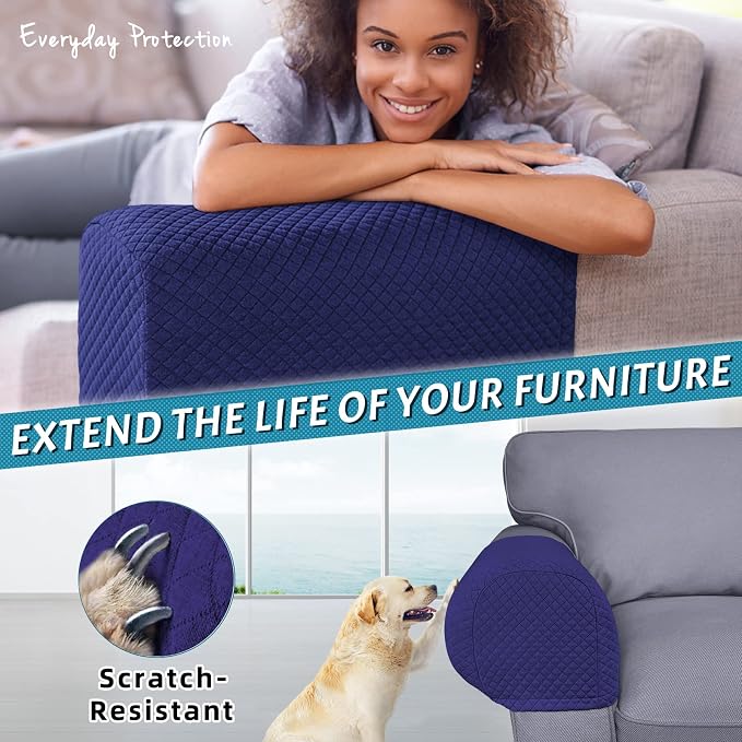 Roytub Stretch Couch Arm Covers, Breathable Armrest Cover - Image 3