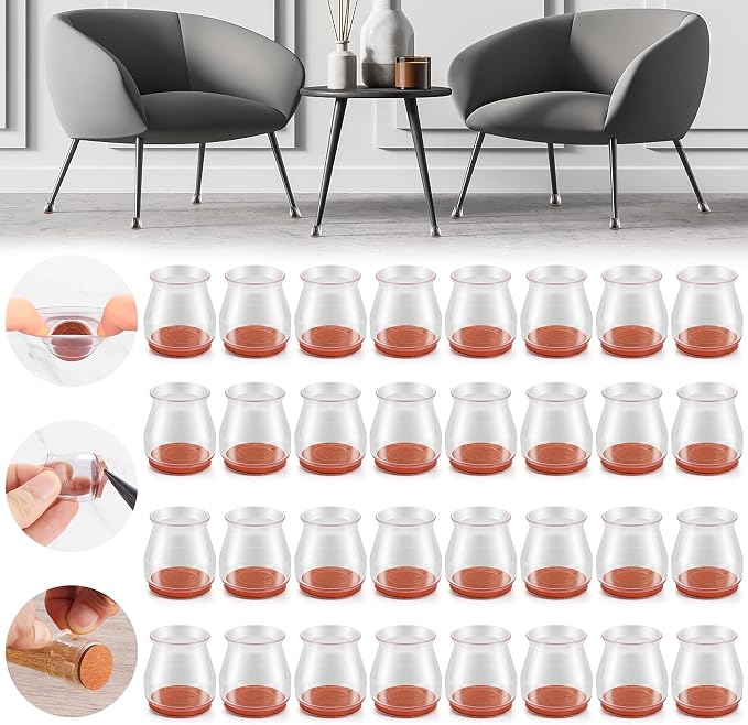 32PCS Upgraded Silicone Chair Leg Floor Protectors by Violibar