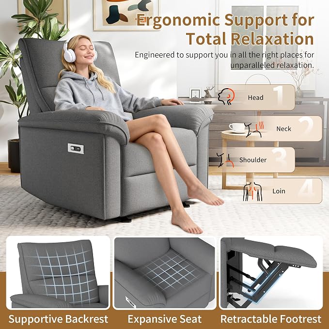 Wall Hugger Power Recliner Chair, Zero Wall Electric Recliner Chairs - Image 5