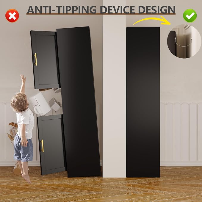 67" Tall Narrow Storage Cabinet Metal Bathroom Cabinet - Image 8