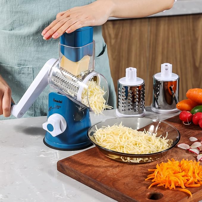 Geedel Rotary Cheese Grater, Kitchen Mandoline Vegetable Slicer - Image 8