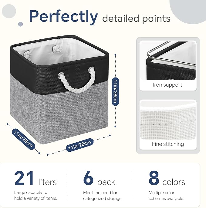 Fabric Cubes Storage Basket, 6 Pack 11x11 in - Image 4