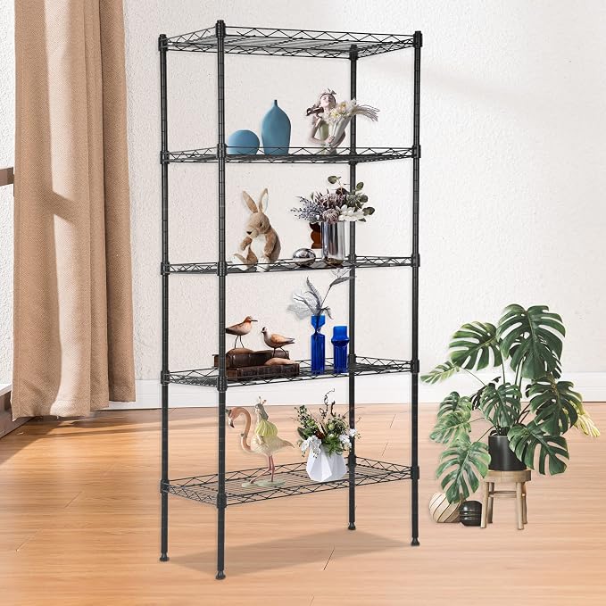 FDW 5 Tier 22L x 12W x 48H Pantry Shelves Adjustable Storage Rack Metal Shelf - Image 2