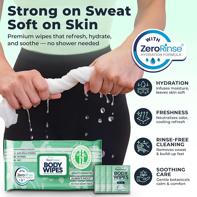 Body Wipes for Women – Sensitive Skin – 4 Pack, Extra Moist No Rinse Bathing - Image 3