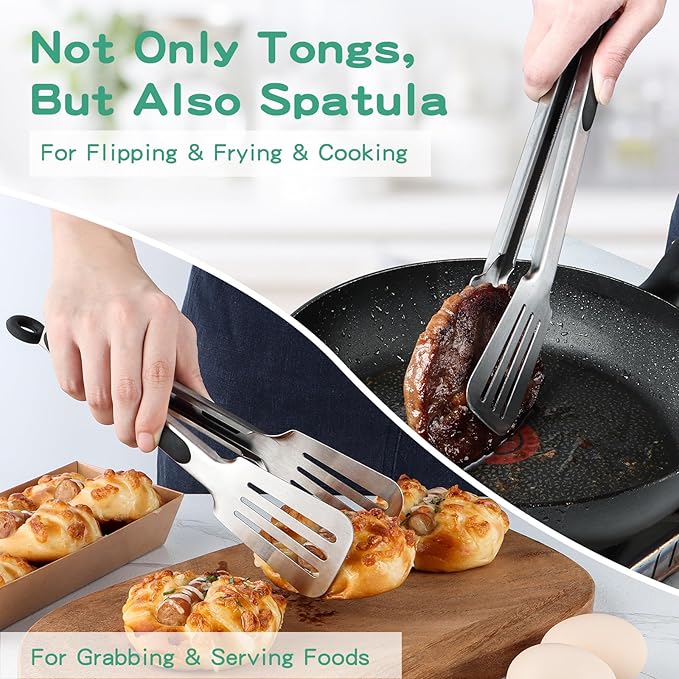 Metal Tongs for Cooking, Cooking and Flipping, Strong Grip for Ribs, Steak and - Image 3