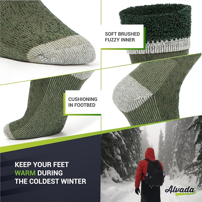 Alvada Warm Thermal Wool Socks for Winter Moisture Wicking and Breathable Cozy - Image 4