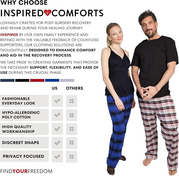 Inspired Comforts Unisex Tearaway Post Surgery Recovery Pajama Pants - Image 5