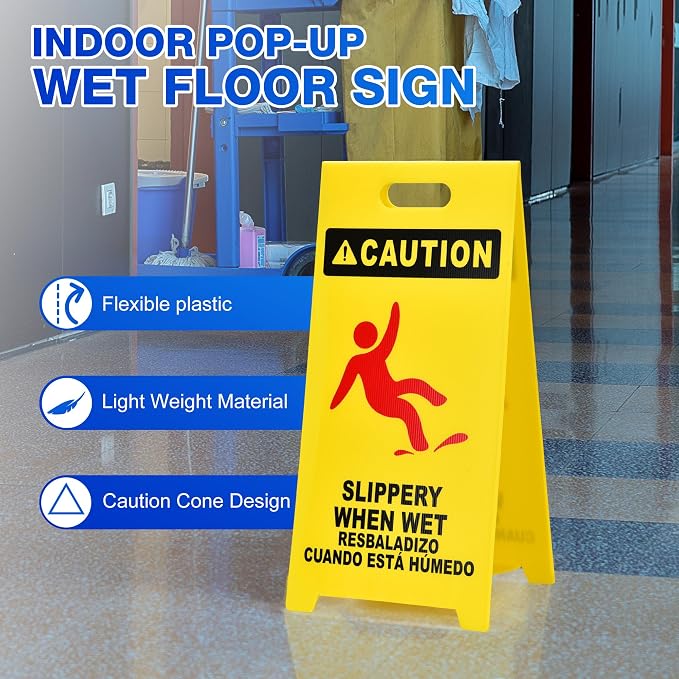 MATTHEW CLEANING 25'' Industrial Wet Floor Sign 12 Pack 2-Sided Durable - Image 7