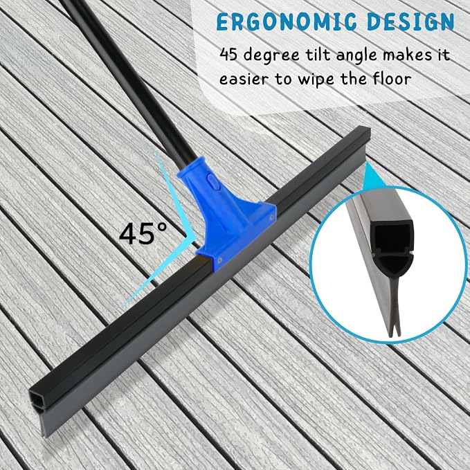 Floor Squeegee for Concrete and Tile Cleaning, Large Heavy Duty Water Scraper - Field & Grace