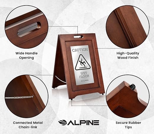 Alpine Wooden Wet Floor Sign – High-End Slippery When Wet Caution Sign - Image 6