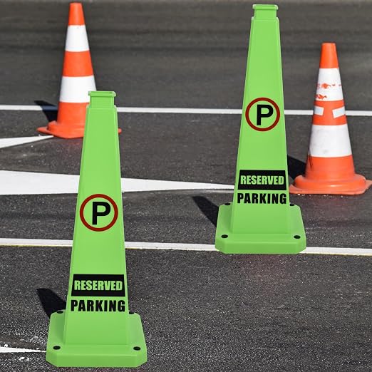 OrangeStar 6-Pack 28" Reserved Parking Cones, Large 4-Sided Message Safety - Image 4