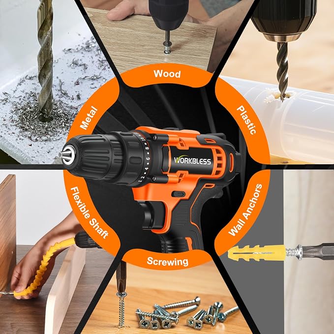 WORKBLESS 21V Power Drill Set, Cordless Drill - Image 8