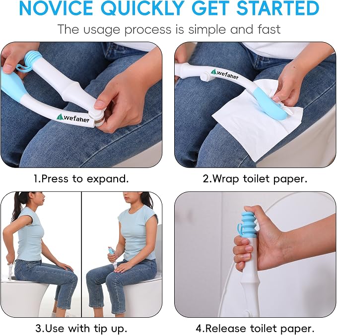 Foldable Toilet Aid, 15.6“ Long Comfort Wipe Wand Bottom Buddy Toilet Self - Image 5