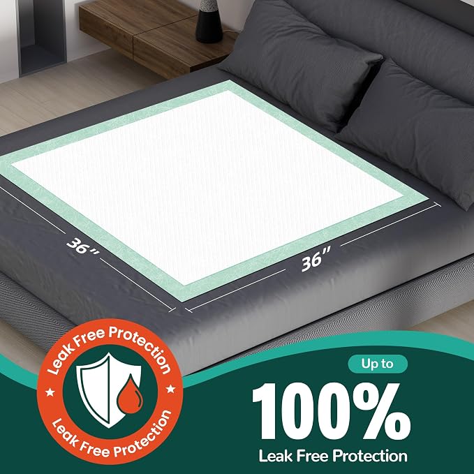 100 Count Disposable Bed Pads, 36x36 Inch Extra Large Incontinence Underpads | - Image 2