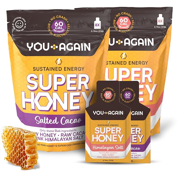 You Again Super Honey Clean Energy Gel, Variety Himalayan Salt & Salted Cacao | by YouAgain