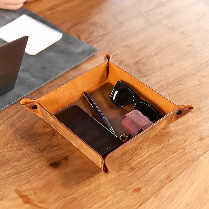 Handmade Leather Catch All Tray and Organizer - Image 5
