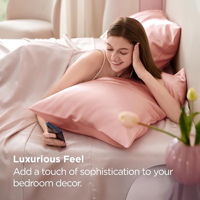 Bedsure Satin Pillowcases, Similar to Silk Pillow Cases Queen Size Set of 2 - Field & Grace