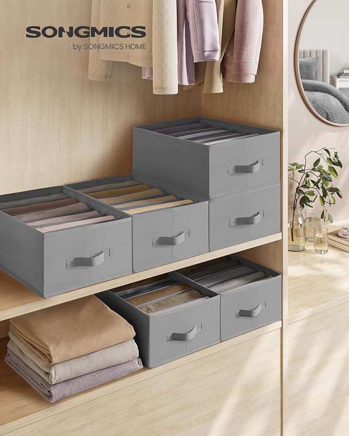 SONGMICS Set of 6 Large Size Wardrobe Clothes Organizers, 6-Compartment - Image 2