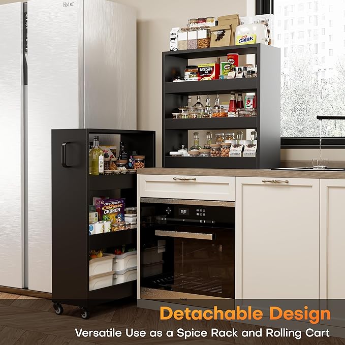 Slim Storage Cart, Lightweight 6 Tier Metal Rolling Utility Kitchen Cart on - Image 3