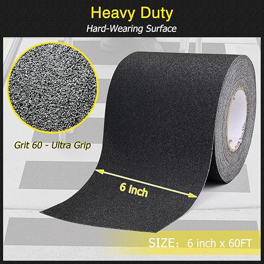 S&X Anti Slip Tape 6 Inch x 60 FT Roll, Ultimate Non-Slip Skid Grip Tape - Image 2