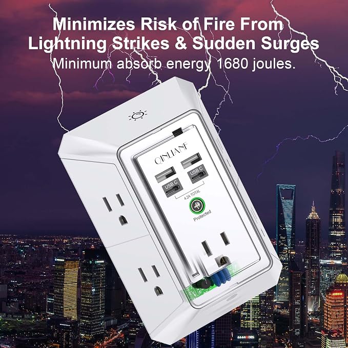 3-Sided Outlet Extender with Night Light - Image 5