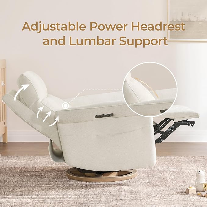 CHITA Power Recliner Chair, Electric Triple-Motor Swivel Glider Nursery Rocking - Image 8