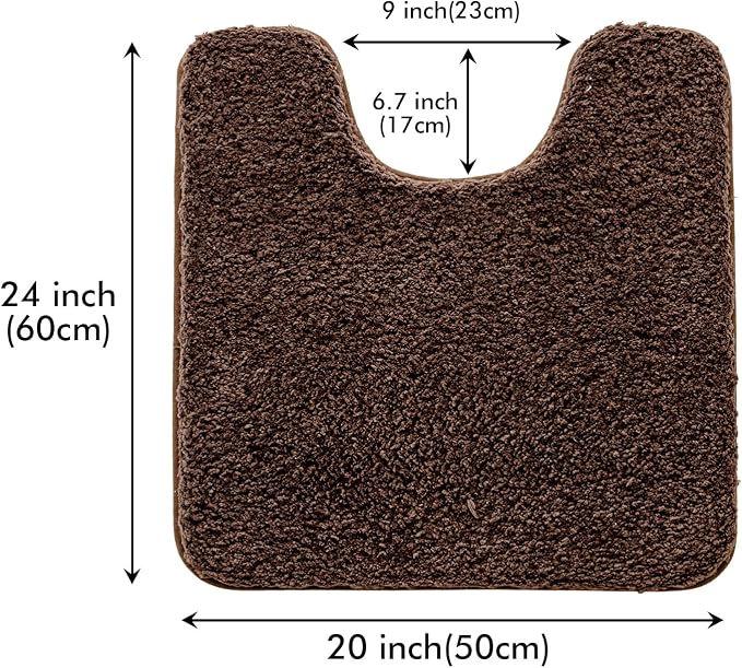 MIULEE Microfiber Toilet Bath Mat U-Shaped Contour Shaggy Bathroom Rugs Non - Image 2